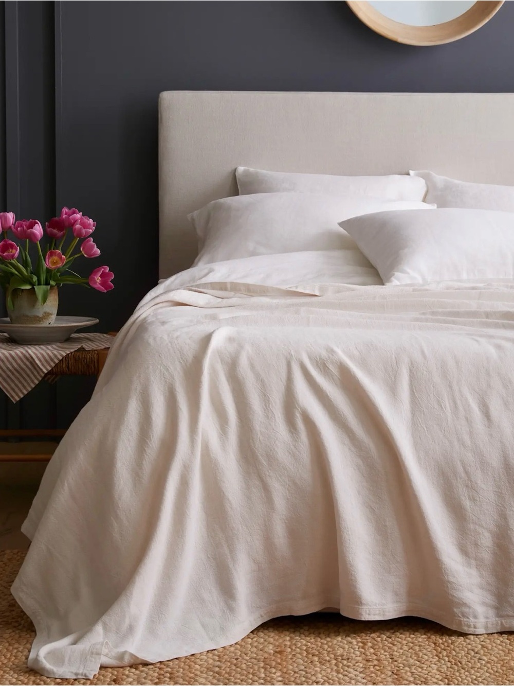 Quince Vintage Wash European Linen Bed Cover – Oat